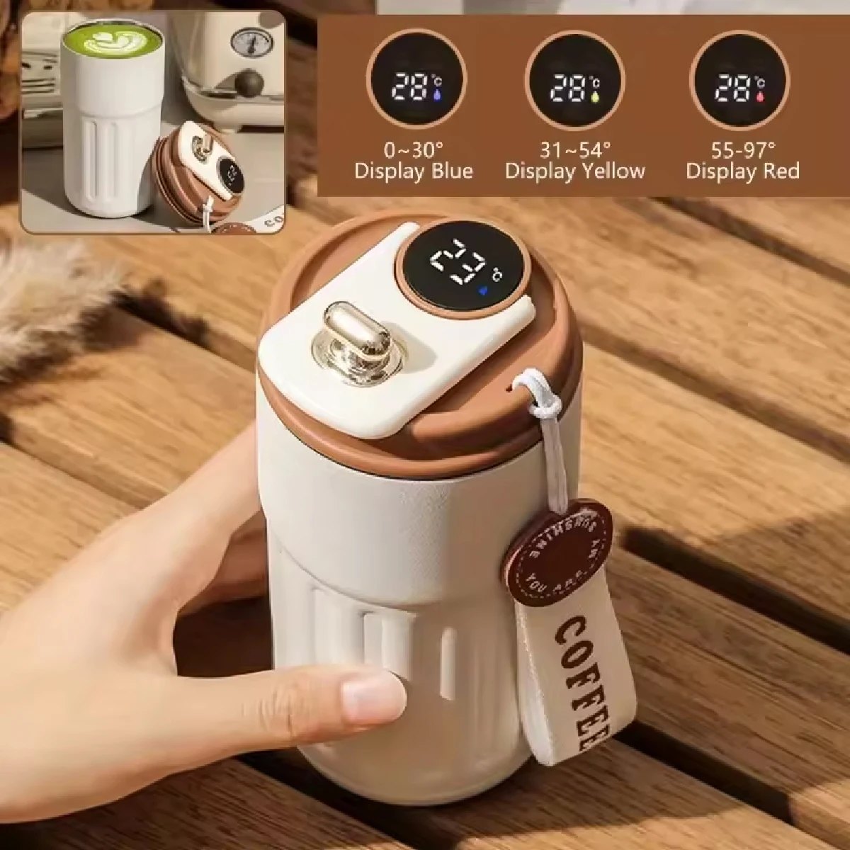 Travel 450 ML Mug With Temperature Display, 304 Stainless Steel Vacuum Coffee Cups~: 3 - 5 Days Free Delivery Only UK