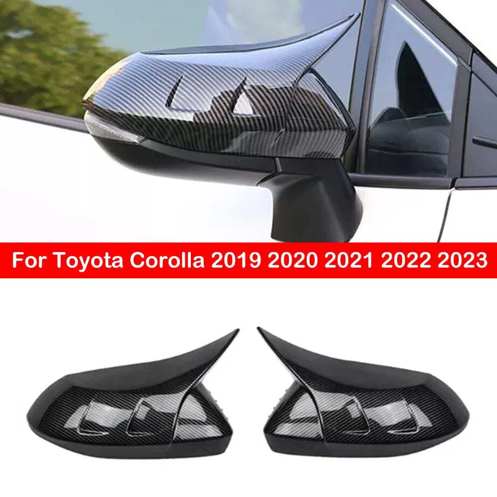 For Toyota Corolla 2019-2023 Car Rearview Side Mirror Cover Horn Wing Cap Exterior Door Rear View Case Trim Shell Housing Add on