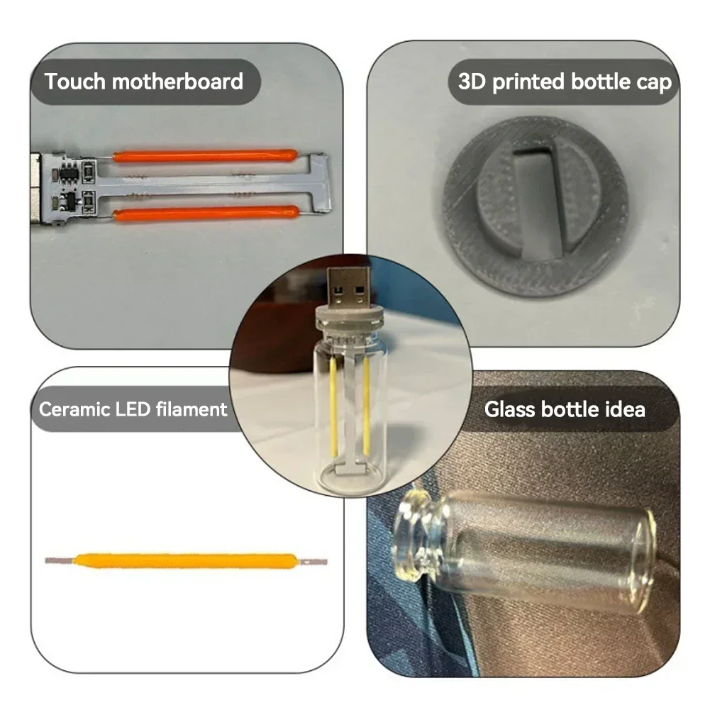 Vintage USB Touch Control Dimming Bulb Filament LED 5V Edison Bulb Mobile Power Light Night Light Bedside Light Computer Light
