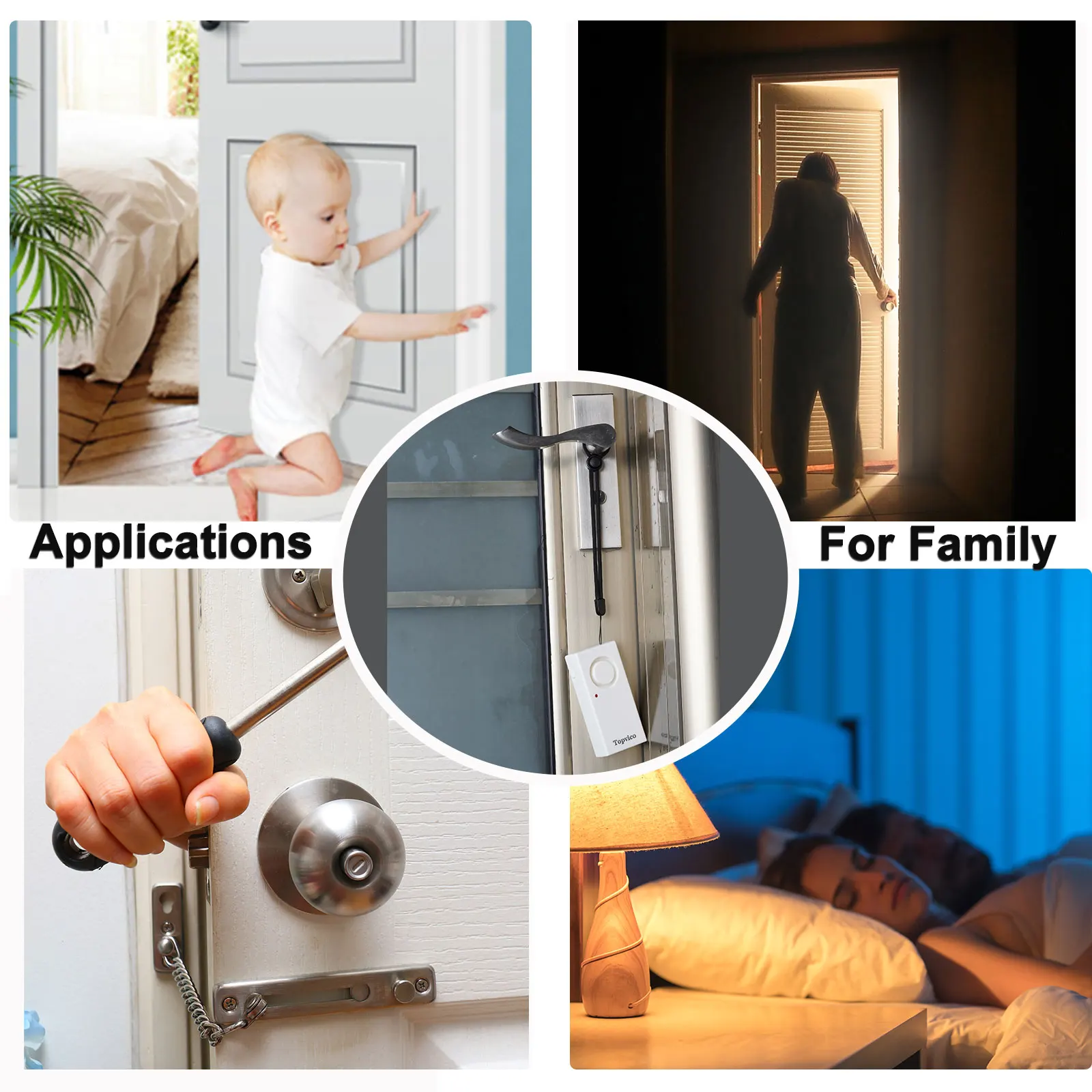 Topvico Door Handle Alarm Vibration Triggered, Hotel Travel Portable Door Alarm, 130dB Wireless Home Security for Kids, Elderly 3