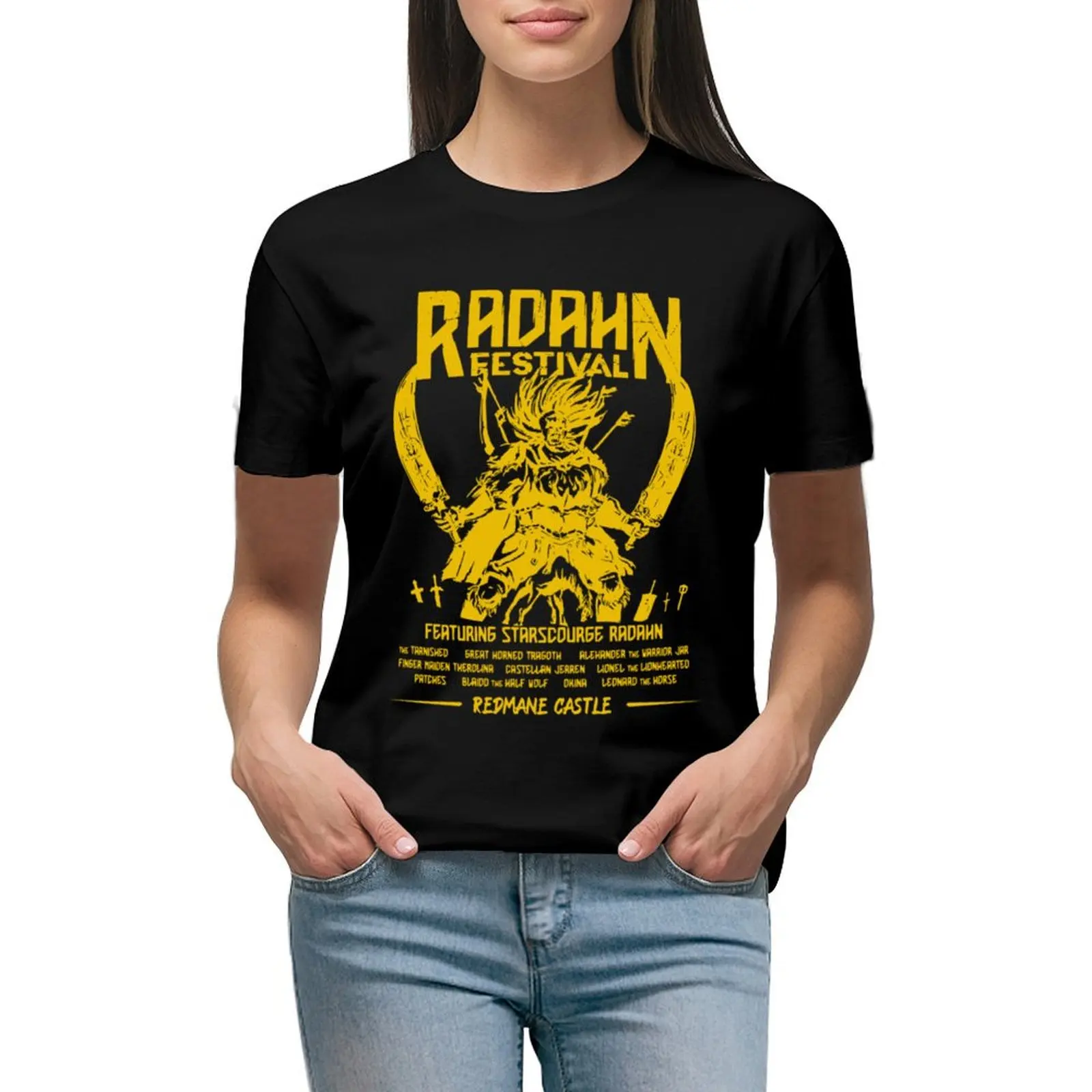 

Праздничная футболка radahn, летние топы, Женская Аниме одежда, топы для женщин