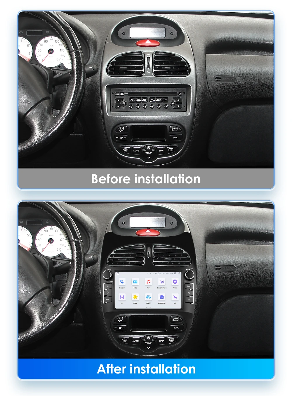 Hizpo 7 pulgadas 2Din Android Radio de coche para Peugeot 206 206CC 206SW 2000-2008 reproductor Multimedia navegación GPS Carplay 4G DSP RDS BT 2