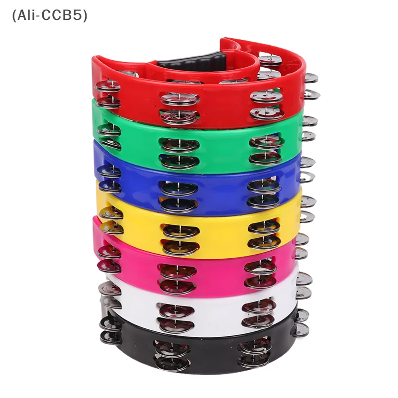 Plastic Double Row Tambourine KTV Special Hand Bells Jingle Rings Musical Instruments