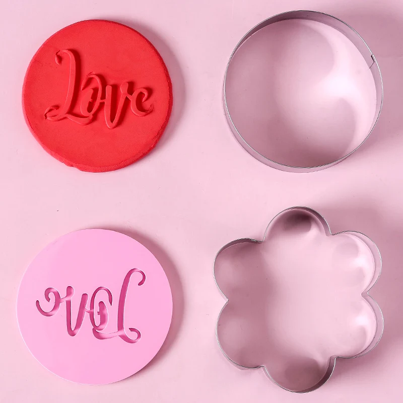 1,3-8pc Fondant Acrylic Cookie Embosser Mold Happy Birthday Valentine's Day Pattern Biscuit Stamp Cake Decorating Tool cookie cutter baking mold cookie mould cookie printing mold fondant cutter baking decorating tools