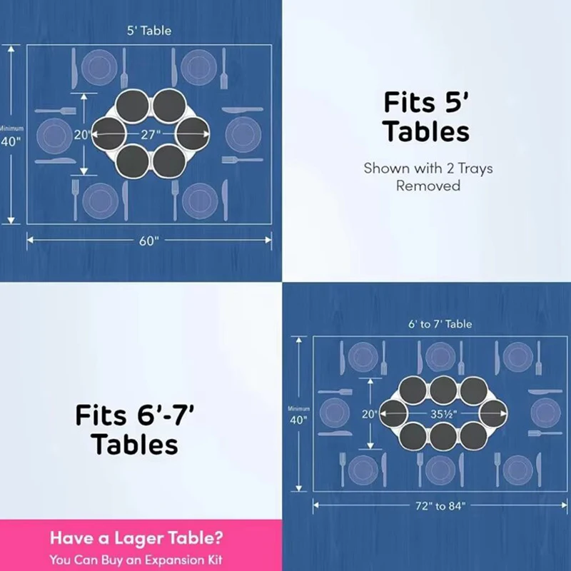 Rotating Storage Organizer Rotating Stand Dining Table Rotating Storage Rack for Rectangular Table
