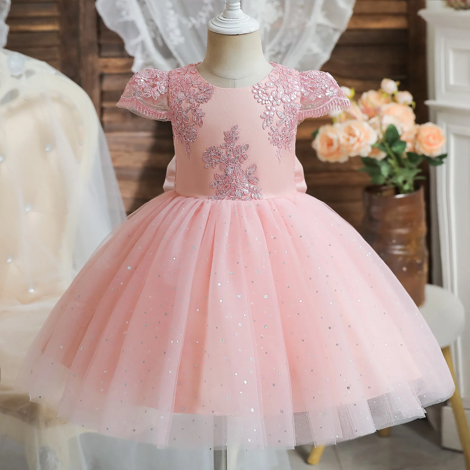 Kids Pink Grand Ruffle Birthday Gown BG087 – Prince N Princess