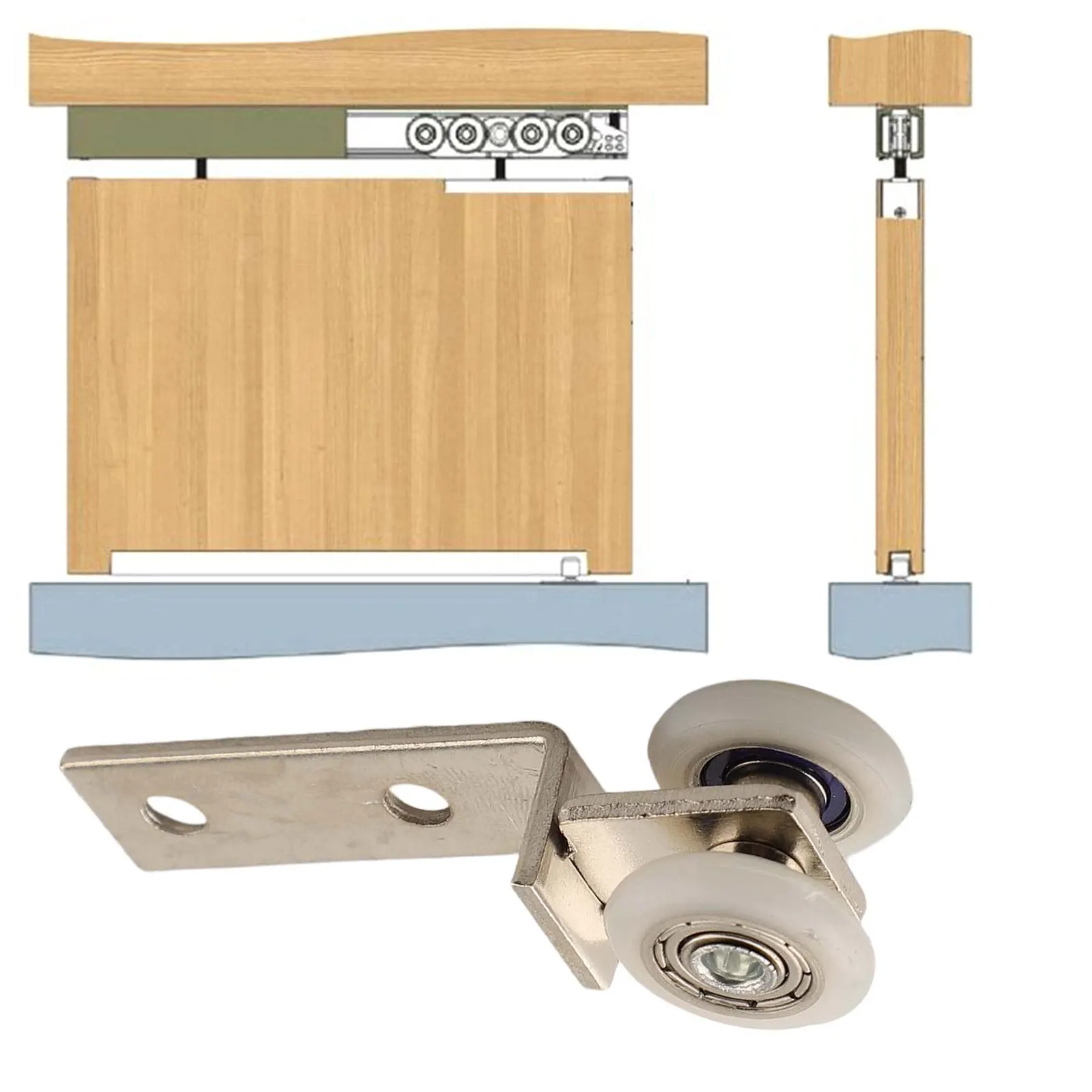 2/4 stücke Vorhang Schienen Riemenscheiben Schiebetür Riemenscheibe Hängen Track Flaschenzug Für Schiebetür Schränke Fenster Hardware – Detail 9