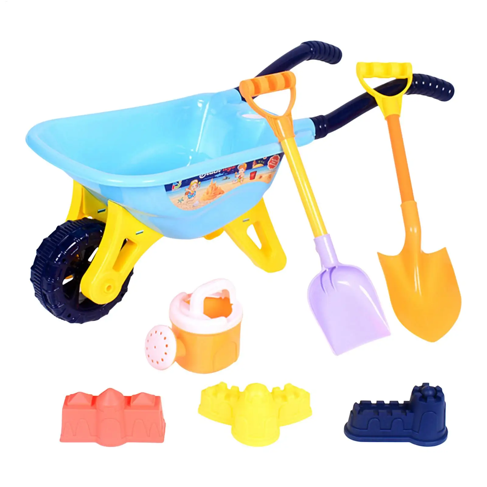 Set di attrezzi da spiaggia per bambini: paletta, carrelli da sabbia, annaffiatoio, giochi estivi per piscina e giardino all'aperto._voghion.com