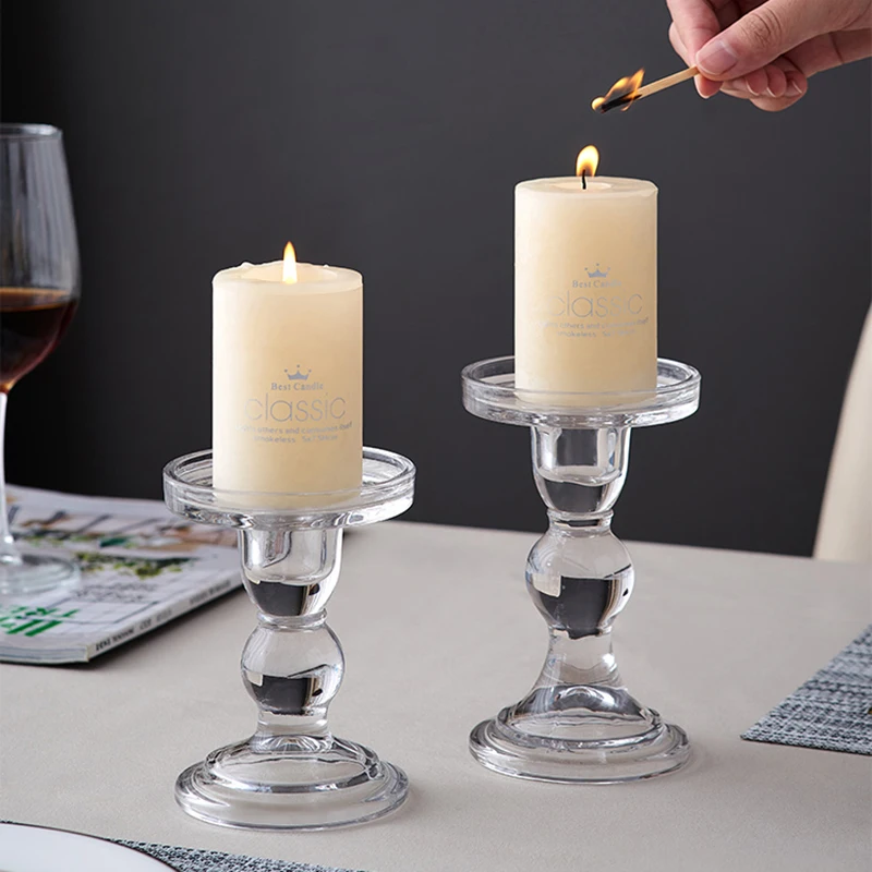 

Modern Minimalist Luxury Candle Holders Glass Transparent Living Room Candle Holders Glam Ozdoby Do Pokoju Party Decoration