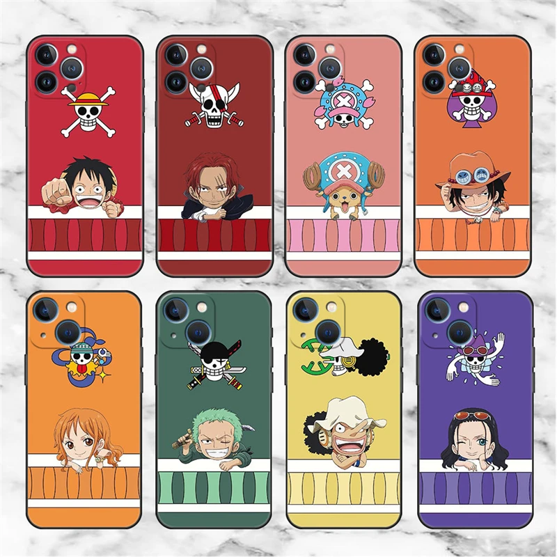 

Anime One Piece Nami Sanji Luffy Zoro Ace Chopper Case for IPhone 11 12 13 14 15 Pro Max Plus Phone Cover Back Shell Toy Gift