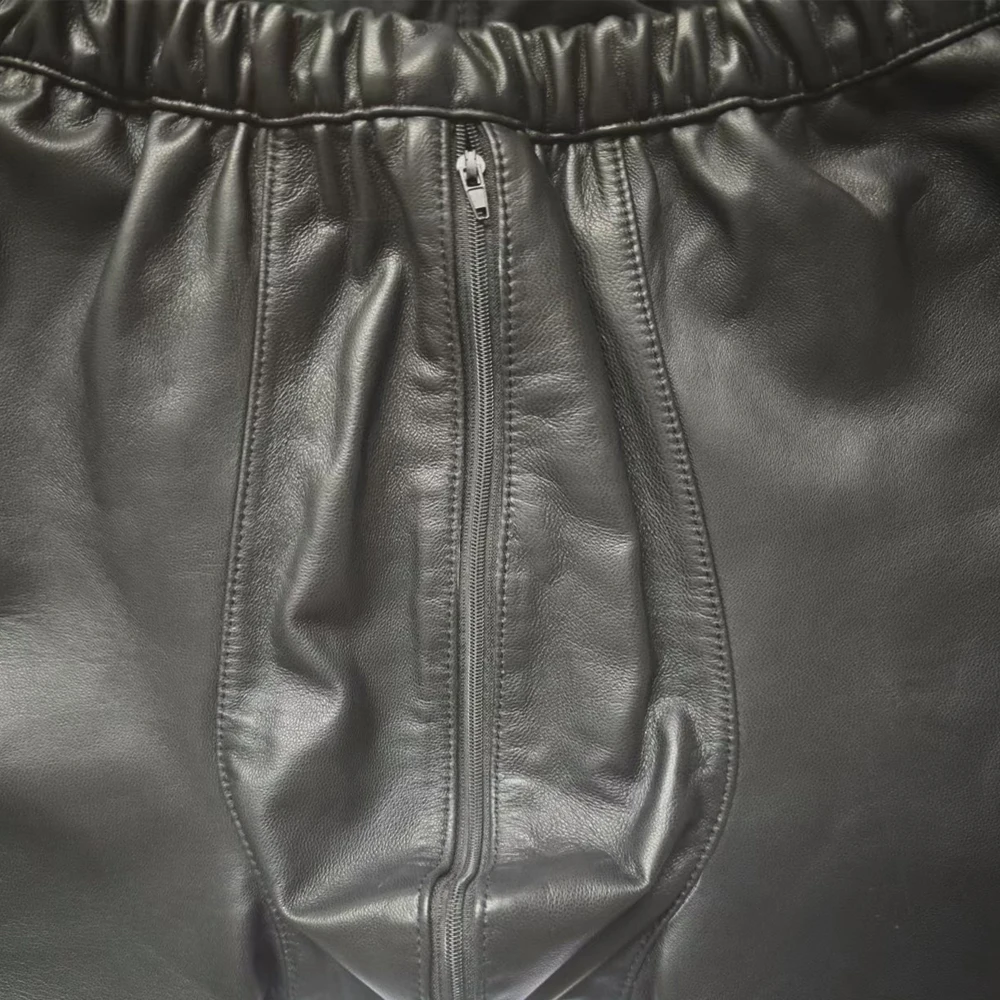 Men's Genuine Leather Elastic Waist Flat Angle Underwear Four Corner Underwear U-convex Design Youth Pantyhead