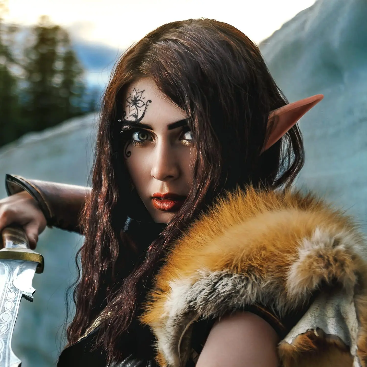 Long Short Brown Elf Ears Role Play Fairy Ears Pointy Ears Vampire Costume Accessories for Halloween Renaissance Fantasy Realit
