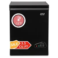 KRIB BLING 3.5 Cu.Ft Compact Chest Freezer with Removable Basket, Krib Bling Top Door Open Freestanding Deep Freezer with 7 Gear 1