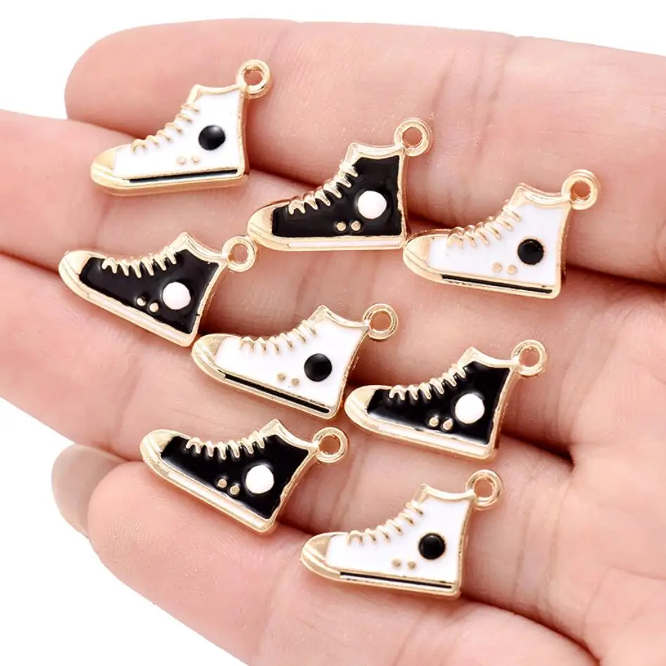 100pcs 19*12mm Enamel Gym Sports Shoes Charms Pendants for Bracelets Earrings Sneaker Charms Handmade Jewelry  DIY Making F0730
