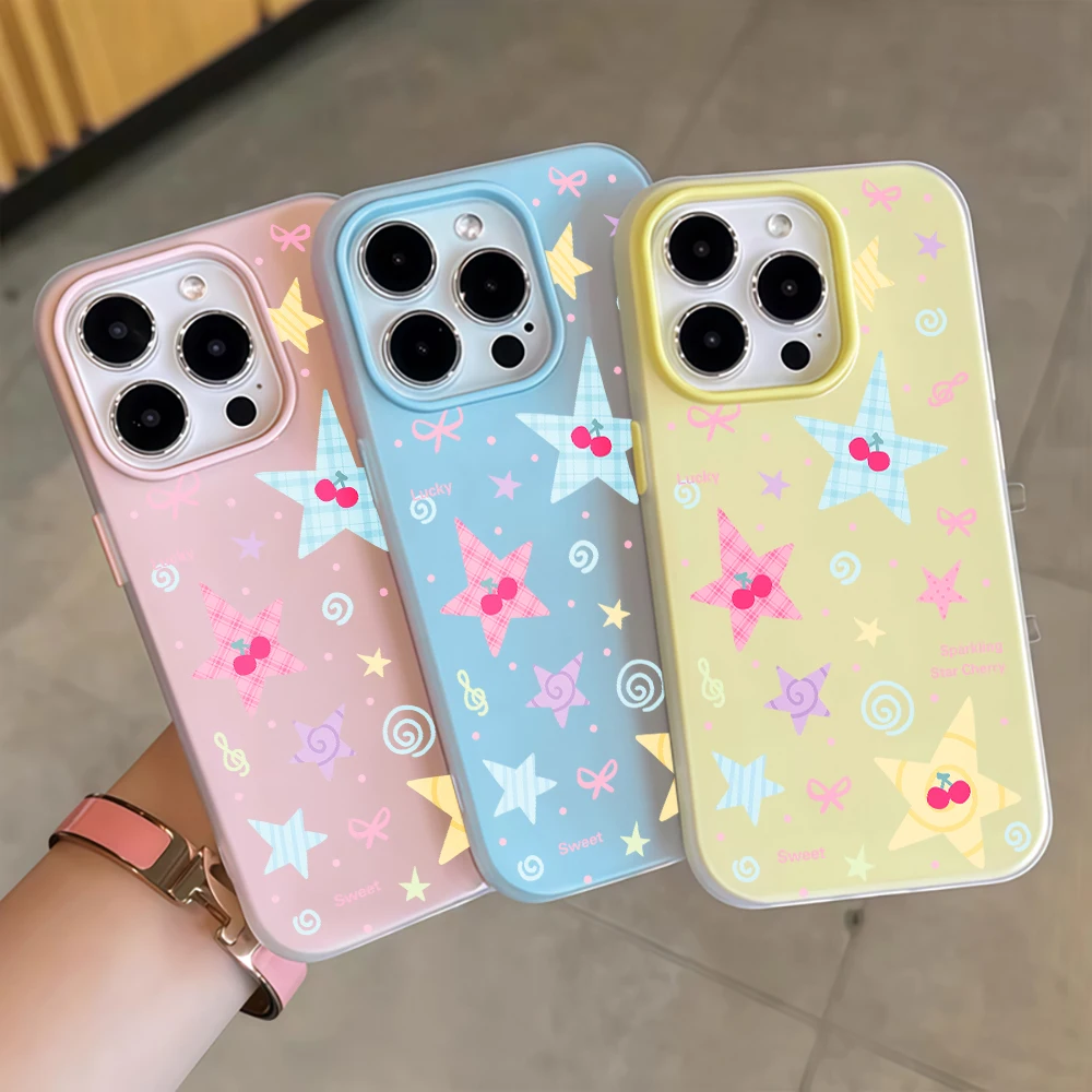 Gingham Checkered Stars Jelly Soft Phone Case with Daisies Cover