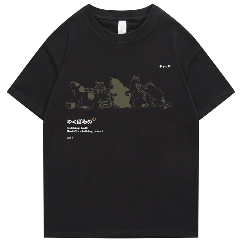 

Camiseta de Hip-Hop para hombre, ropa de Street japonesa, Kanji, Harajuku, переключаемая camiseta de gato, camisetas de манга corta,