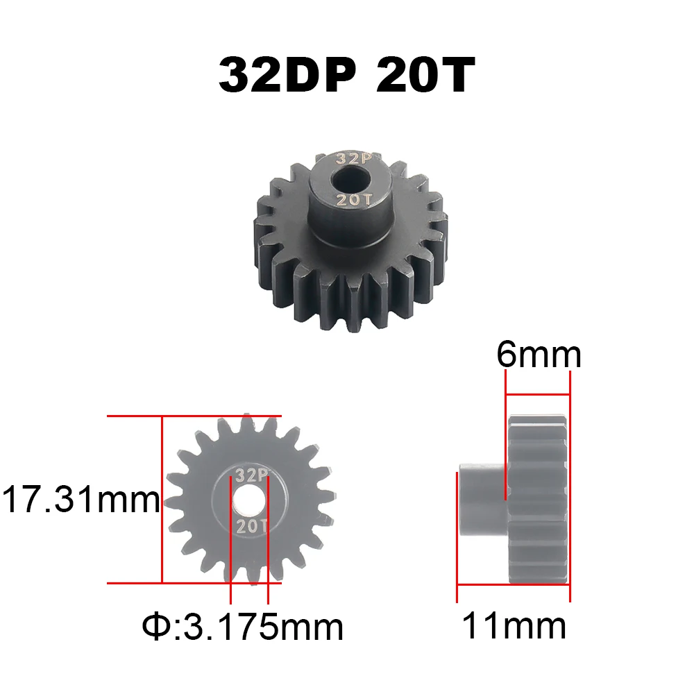 PYFORE Motorgetriebe 32P 0,8M 3,175mm Blende 10T - 24T für 1/10 1/8 RC Modellauto Buggy Truck Crawler Zubehör – Detail 11