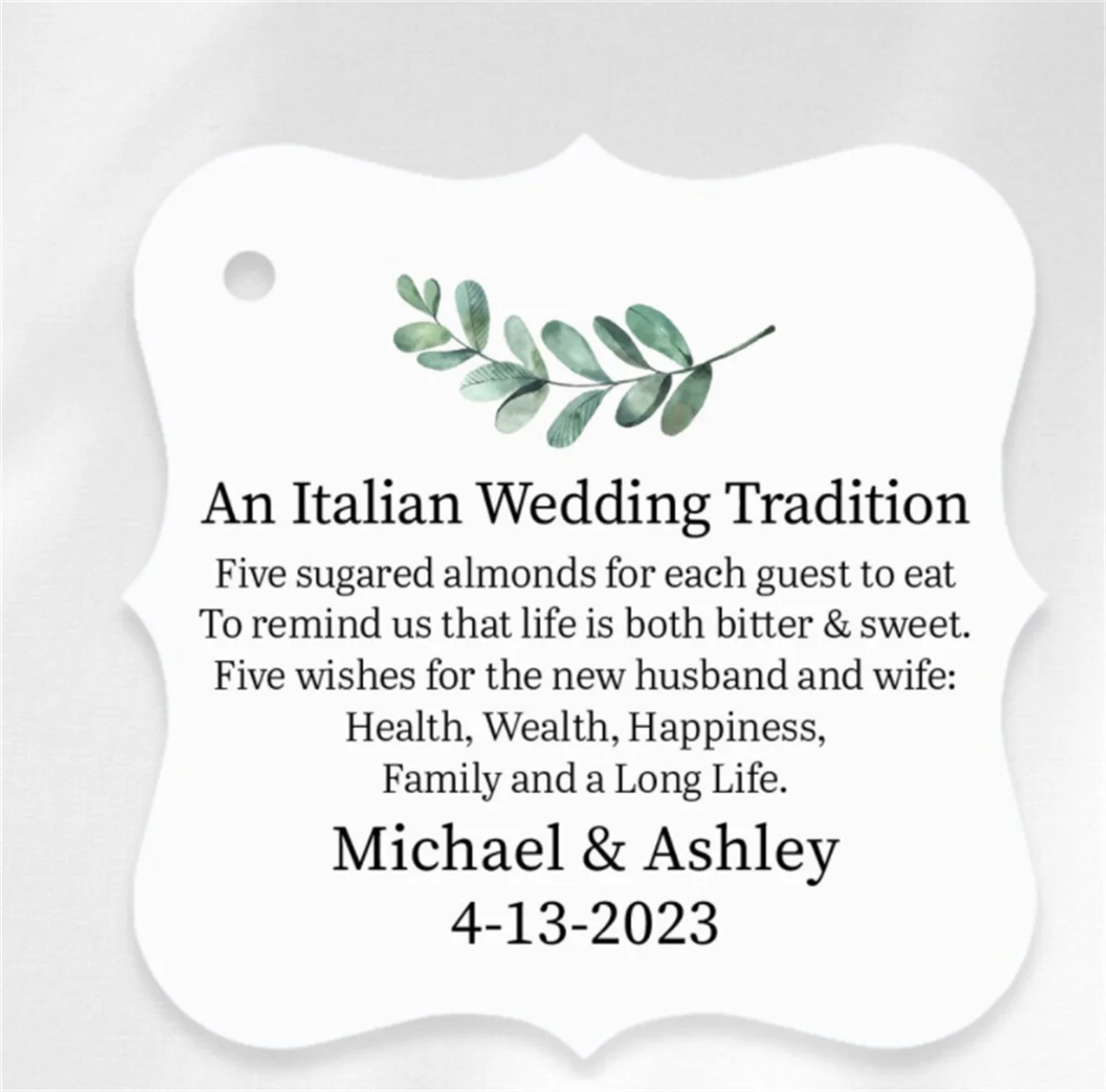 50 Pezzi Di Targhette Per Matrimoni Italiane, Targhette Per Bomboniere Jordan Almond, Cinque Auguri Per Il Nuovo Marito E Moglie, Bomboniera Personali