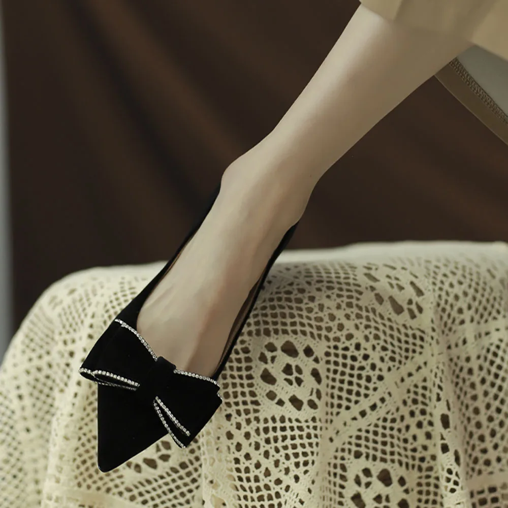 Pointed Toe Butterfly-knot Wedding Pumps Thin Heels Beautiful Women's Shoes High Heels Sexy Comfortable Shoes Casual Lady Pumps 3