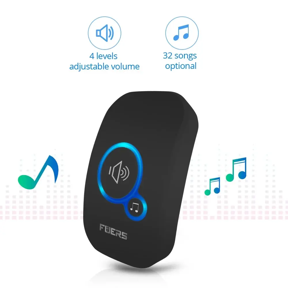 Fuers bezdrátový doorbell vodotěsný dveře chime souprava vítejte chime domácí dveře zvon chytrý 32 písně melodies znít a LED