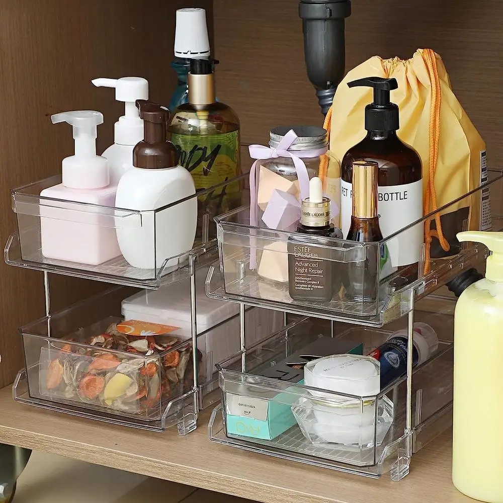 SPACEKEEPER Transparency Under Sink Organizer, 2 Tier Acrylic Bathroom Storage  Organizer, Clear Under Cabinet Organizer Multi - AliExpress