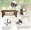 Outdoor Garden Bench 2 Person Wood Patio Bench Weatherproof Outdoor Backless Bench Anti Corrosion and Anti Rust Garden Benches f 4