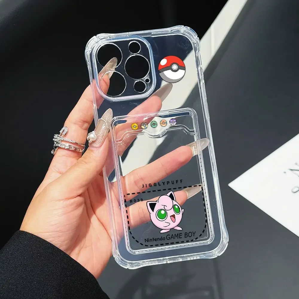 thumbnail image 1 of Pikachu Gengars Squirtles Bulbasaurs funda de teléfono para iPhone 16 15 14 Plus 13 12 Mini 11 Pro Max X Xs 7 8 Card Pocket Clear Cover, 1 of 5