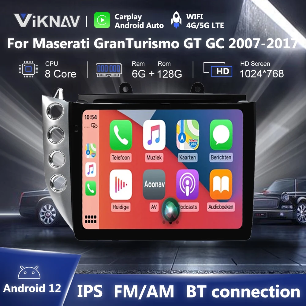 

Автомобильный радиоприемник, 10 дюймов, Android 12, для Maserati grantour GT GC 2007-2017, мультимедийный плеер с GPS-навигацией, 4G, Wi-Fi, головное устройство Carplay