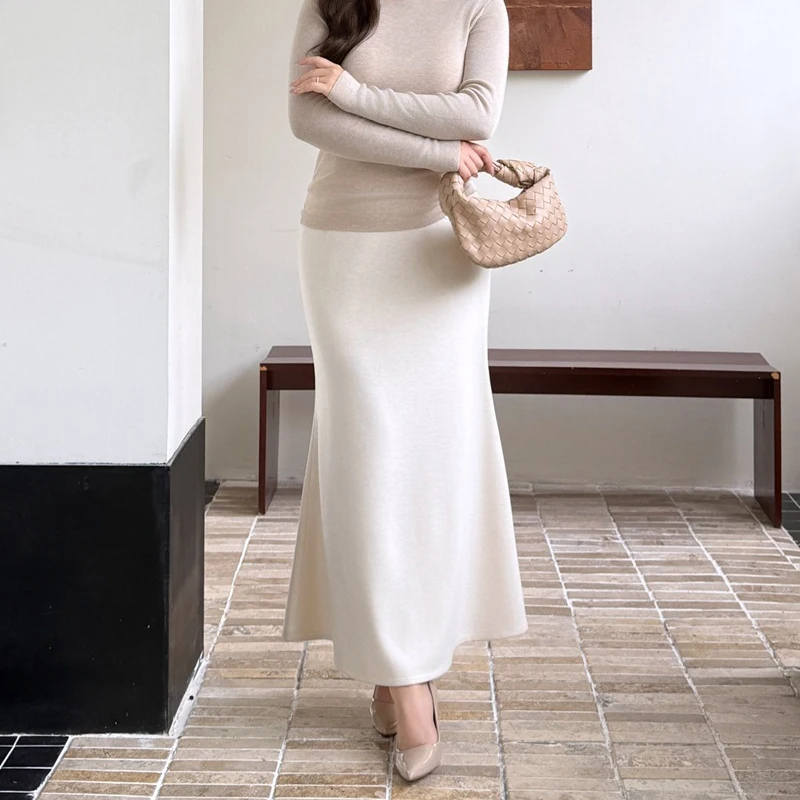 XXXL Fashion Premium Waltz Acetate Wool Knitted Fishtail Bottoms French Autumn And Winter Plus Size Women Mermaid Skirts 9425