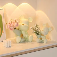 Nordic Bouquet Bear Living Room Decorations, Creative Vases, Home Entrance TV Cabinet Tabletop Decorations, Free Dried Flowers 1