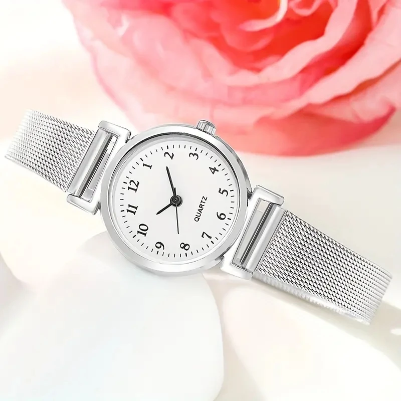 7pcs Women's Watch Fashion Casual Round Pointer Quartz Watch and Necklace Bracelet Ring Earring Set 4