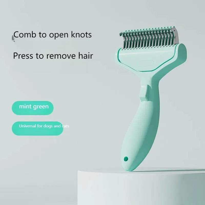 Pet Detangling Comb - Stainless Steel Grooming Tool for Cats & Dogs, Anti-Tangle Shedding Brush with Thinning Function