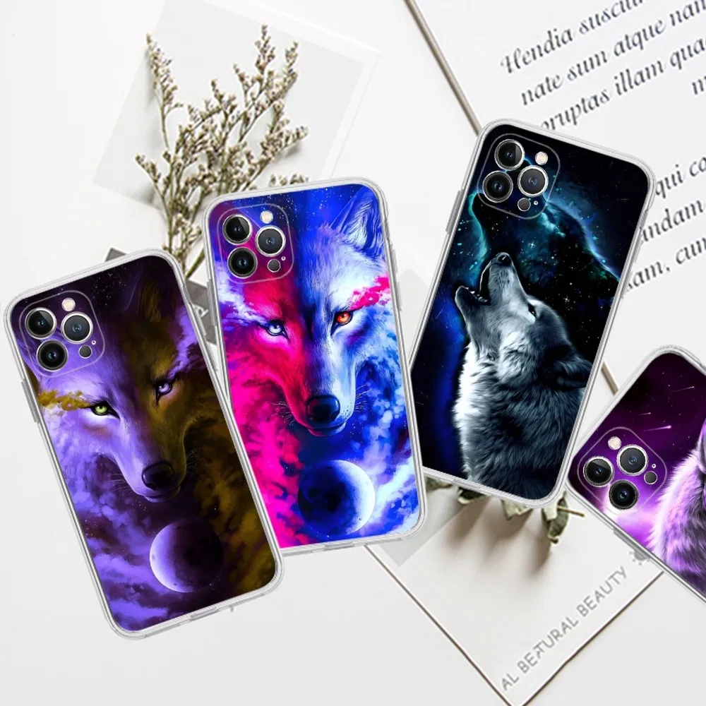 Custodia Per Telefono Moon Roaring Wolf Per Iphone 15 Xr X Xs Max 14 13 Pro Max 11 12 Mini 6 7 8 Plus Se 2020 Cover Di Stampa