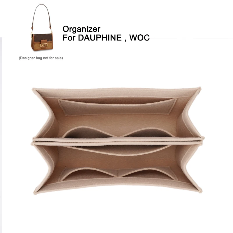 Bag Liner 1 Pair For DAUPHINE Medium WOC Mini Bag Organizer Insert Travel Inner Make Up Pouch Fit Designer Luxury Bags Storage