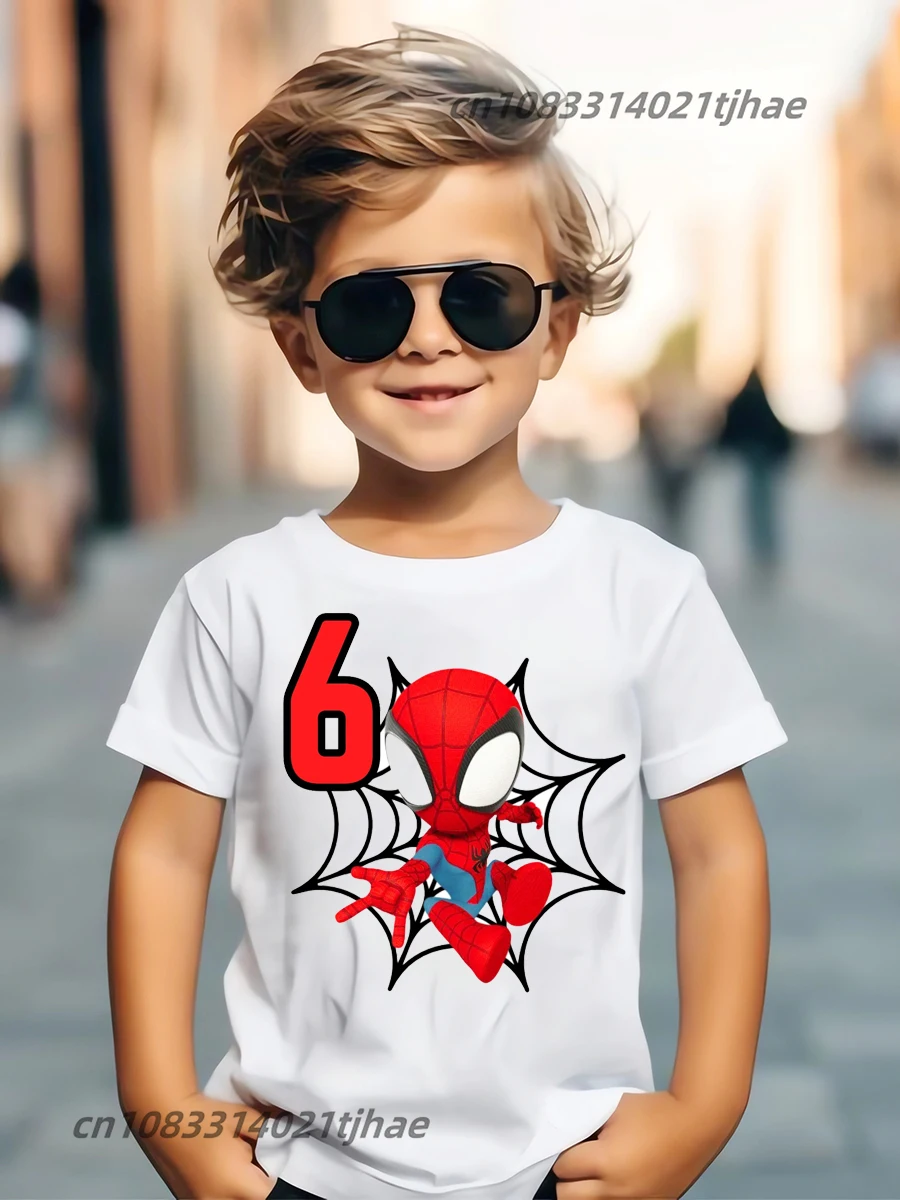 Marvel Spiderman Kids Birthday Party Tshirts Baby T-Shirt Tees Boys T Shirt with Clothes Children Fashion Tops 6