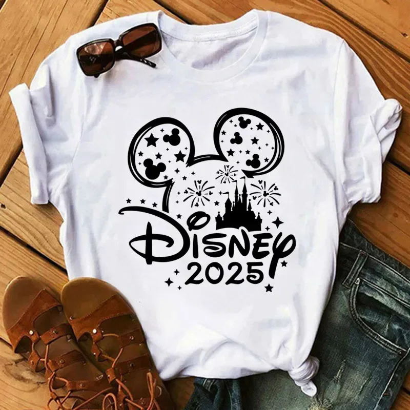 Disney Cartoon 2025 Trip Graphic Printed T-shirt Summer Female