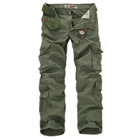 Mode coton Cargo pantalon hommes pantalon décontracté ample Jogging Cargo pantalon hommes solide Multi poches respirant pantalon grande taille 1