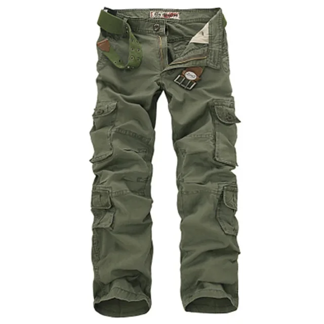 Mode coton Cargo pantalon hommes pantalon décontracté ample Jogging Cargo pantalon hommes solide Multi poches respirant pantalon grande taille 1