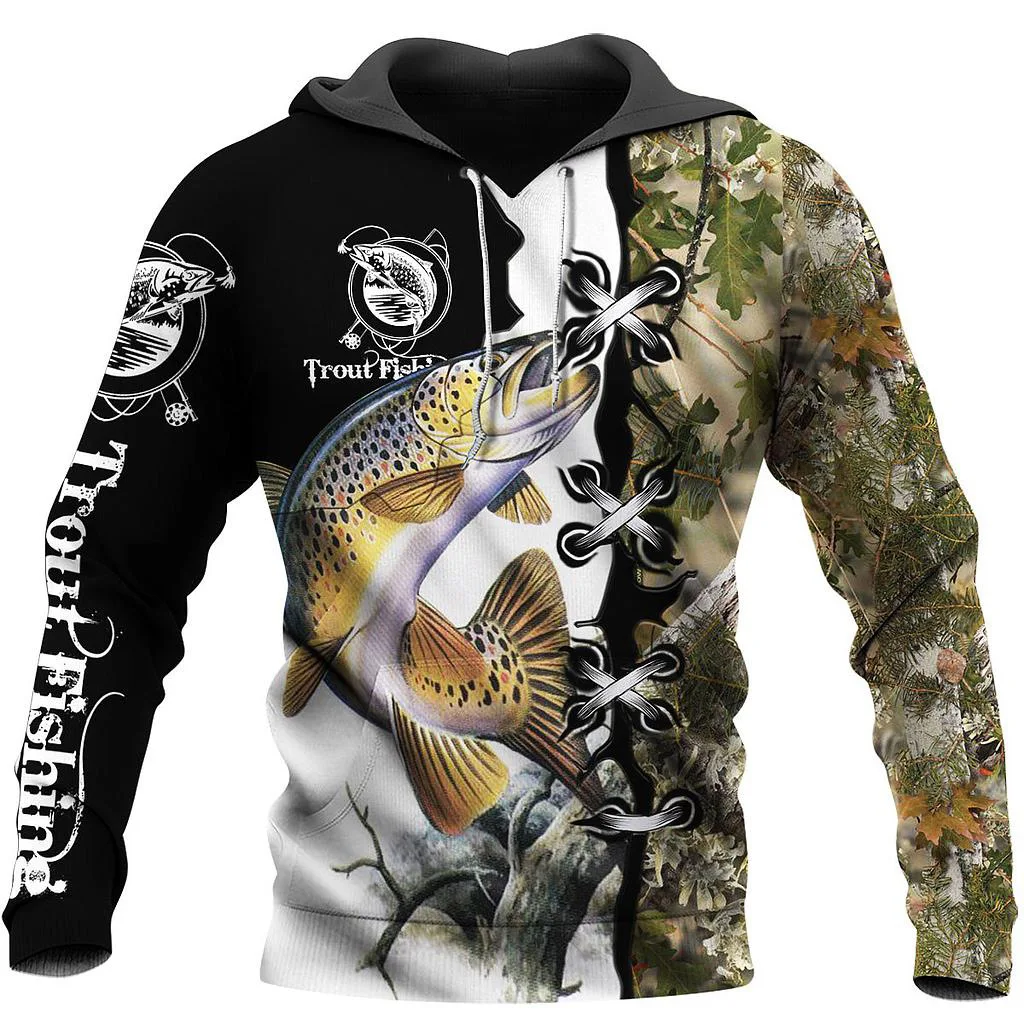 thumbnail image 1 of Nueva sudadera con capucha estampada en 3D con diseño de pesca de lucio en aguas profundas para hombres y mujeres, sudadera de moda de gran tamaño para entusiastas de la caza de peces, 1 of 5