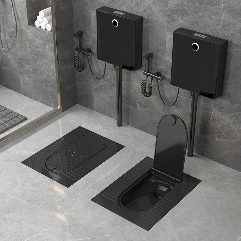 

Black Toilet Water Tank with Cover Plate Small Apartment Potty Chair Shower Room Toilet Large Toilet