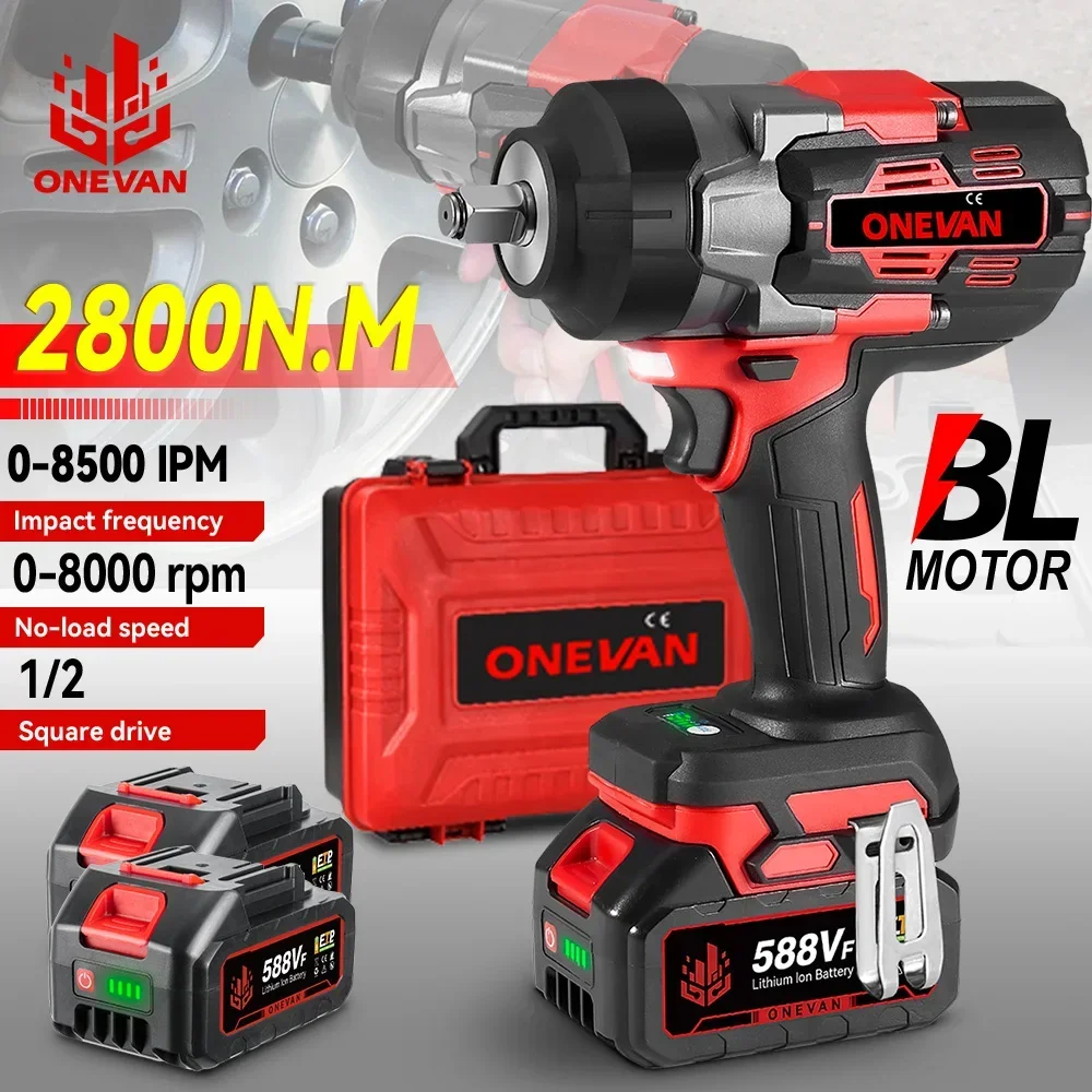 Impact Wrench Brushless 2800N.M Electric Impact Wrench 2800W 1/2 Inch Cordless Torque Wrench Screwdriver Power Tool Makita 18V Battery Pin