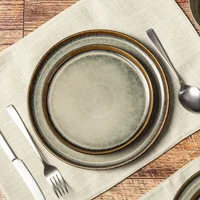 Ceramic Round Salad Plate Dishwasher Safe Microwave Safe Durable Rustic Dinnerware Perfect For Serving Appetizers Side Dishes 5