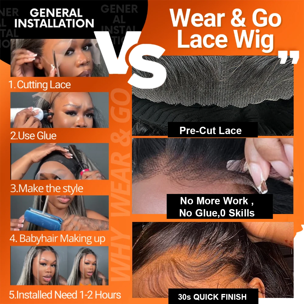 Pixie Cut Wigs Human Hair Highlight Brown Blonde 4x4 5x5 Lace Closure Wigs Human Hair Short Bob With Bangs Wear&Go Glueless