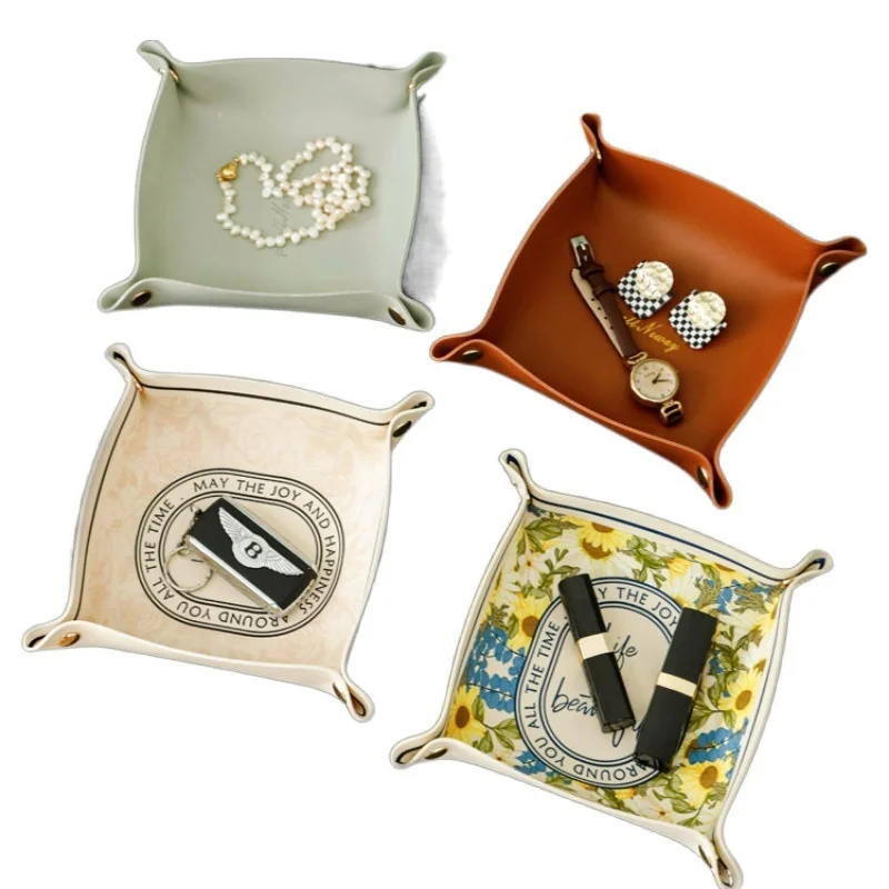 Living Room Entrance Key Storage Box Leather Desktop Cosmetic Storage Box Miscellaneous Tray 5
