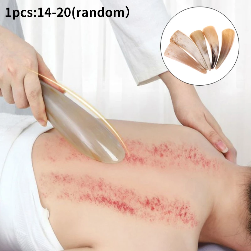 1PC Natural alo Horn No Stress Guasha Massage Tool Acupuncture SPA Therapy Gua Sha Massager Scraping Board