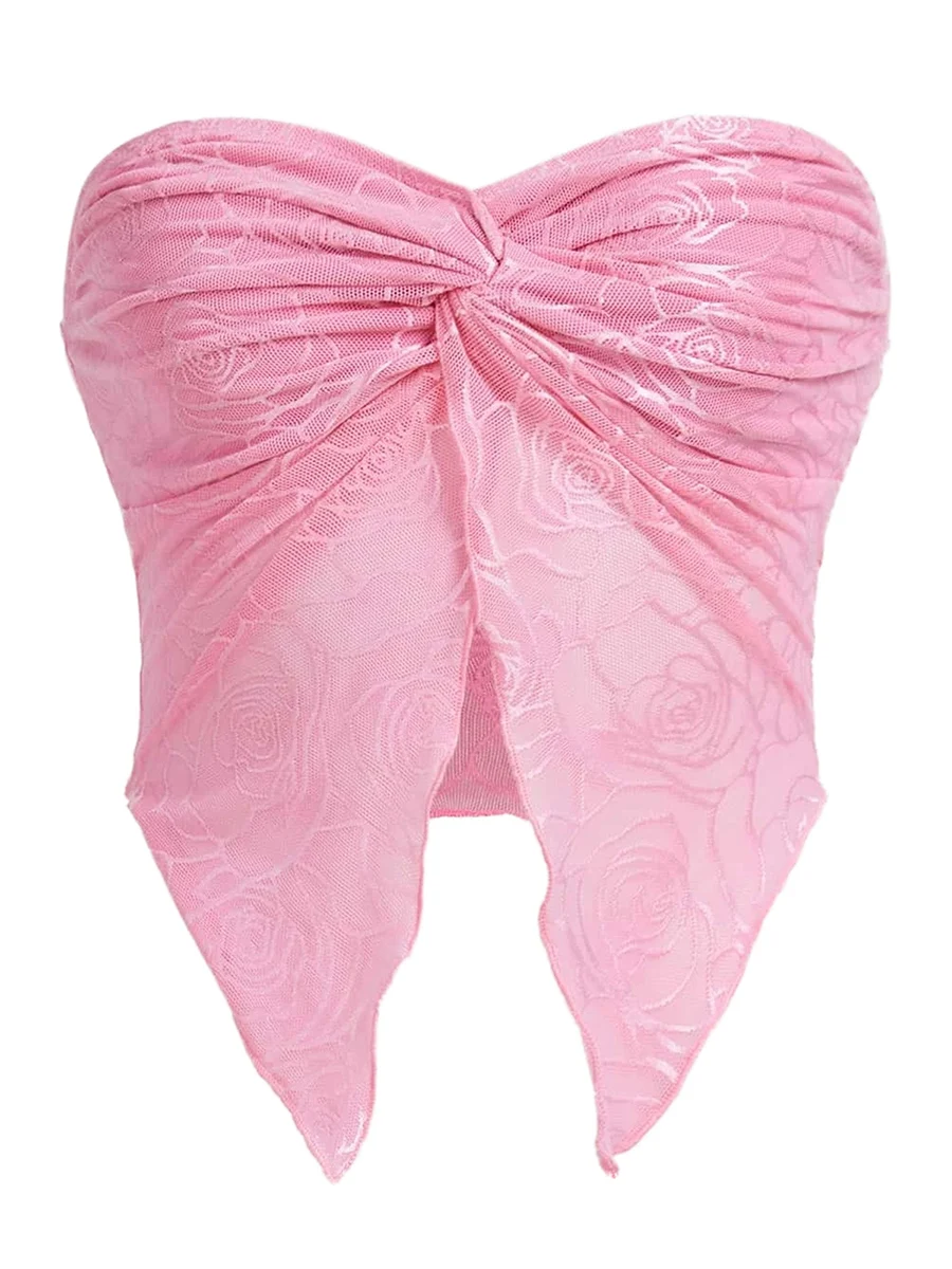 

Women's Y2k Strapless Twist Tube Top Sexy Cute Crop Tops Summer Low Cut Bandeau Split Vest Top Streetwear