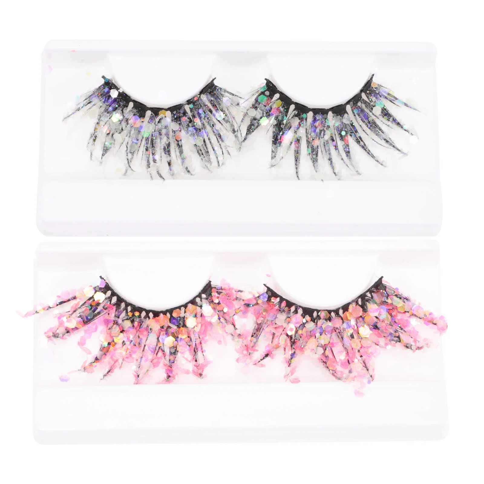 

2 Pairs Girls Glitter Eyelashes 3d Effect Faux Eyelashes Luminous Eyelash Extensions