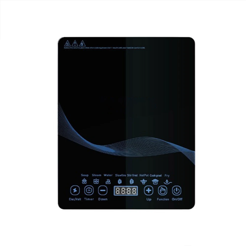 Panela elétrica de indução magnética, doméstica, à prova d'água, pequena panela quente, fogão de aquecimento, touchpad, cronometragem, prato de fritar, forno de cozinha 8