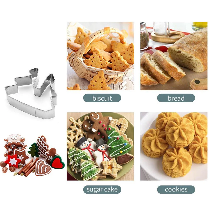 Cookie cutter Christmas Gingerbread House Cookie Cutter Set 3D Stainless Steel Biscuit Mold Fondant Baking Tool Party Decoration cookie mould pastry cutter