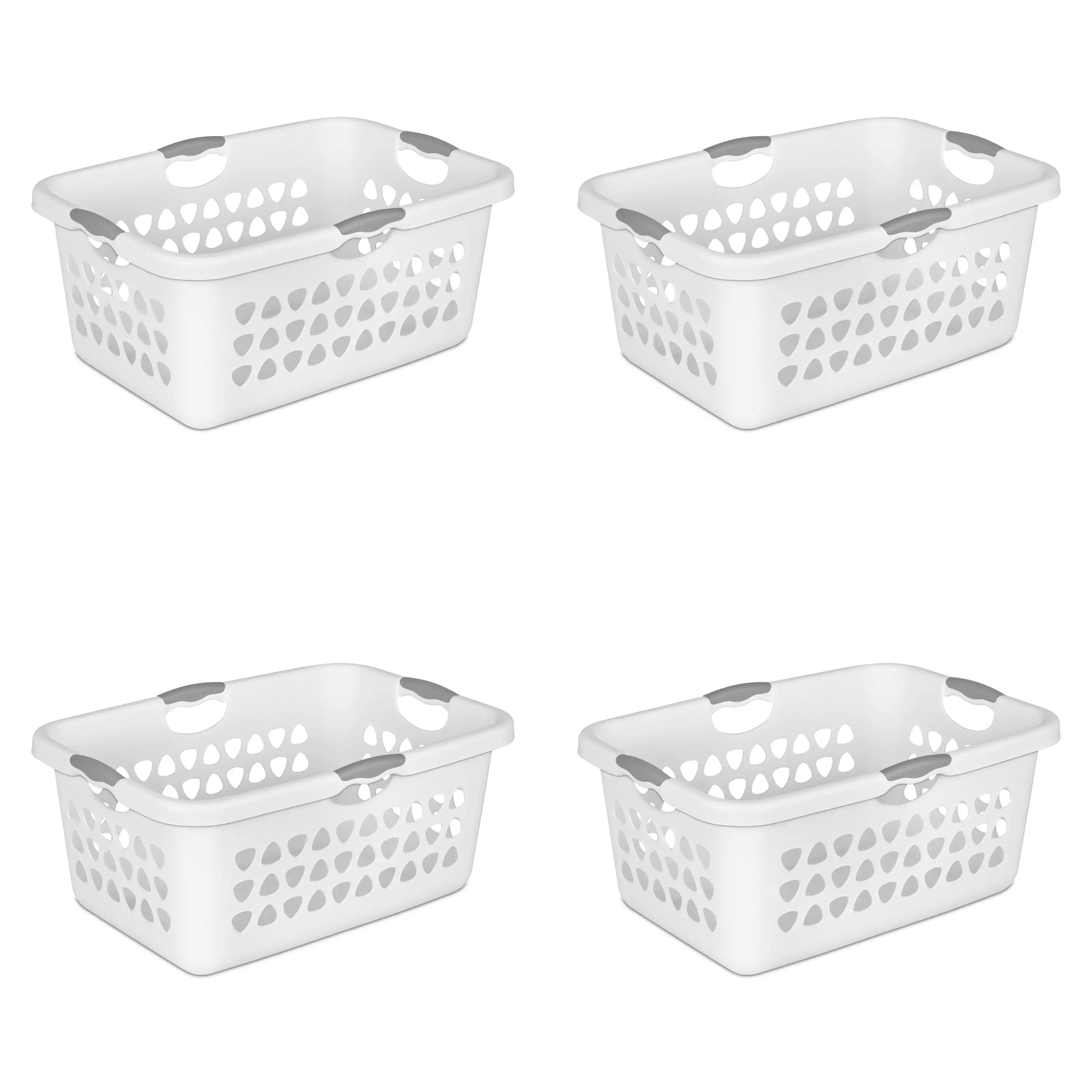

2 Bushel Ultra Laundry Basket Plastic, White, Set of 4